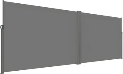 Intrekbare Zijluifel 200 × 600 cm – Voor terrassen en buitengebruik – Waterdicht polyester, UV 30+ scheidingswand en windscherm – Kleur: Gray