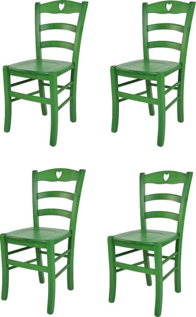 Tommychairs Cuore - Eetkamerstoelen - Set van 4 - Groen - Hout