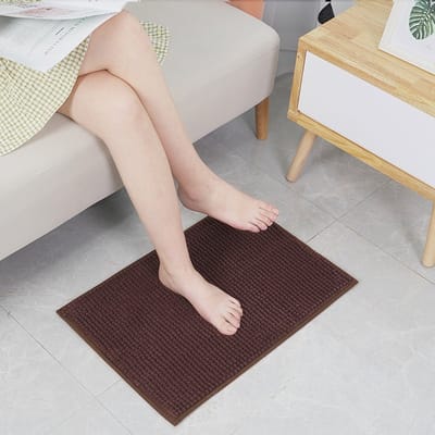 Zachte antislip badkamermat, huishoudelijk kortpolig chenille waterabsorberend tapijt kantoor entree studeerkamer slaapkamer woonkamer badkamer antislipmat voetmat (40cm*60cm) - bruin