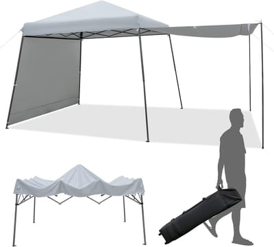 Vouwbaar Paviljoen - Tuinpaviljoen Feesttent - Buitenfeesten Organiseren - Verstelbare Hoogte Zijwanden - 3x3 Meter - Grijs