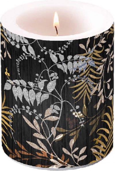 Ambiente - kaars - 75 branduren - Luxery Leaves Black-