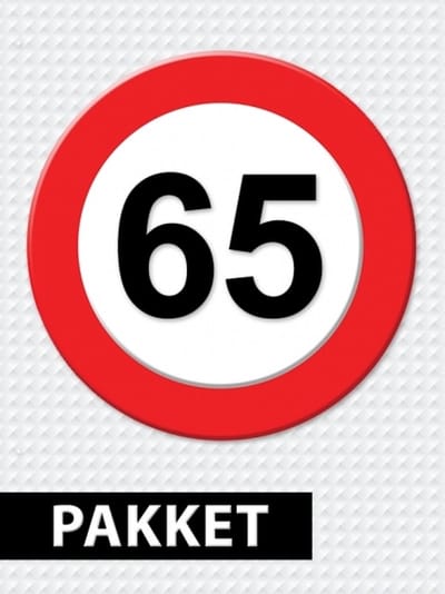 Verkeersbord 65 jaar feestartikelen pakket