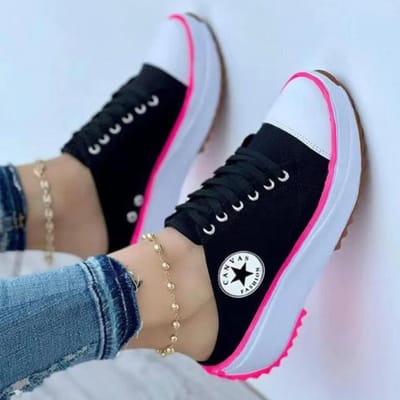 Mode Nieuwe Dikke Zool Canvas Halve Slippers Dames Casual Witte Schoenen 39 zwart