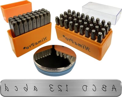 Metaal Stempel Set - Nummer en Letter Stempels - Metaal Graveren - 3mm Stempelgrootte - 76mm Rond - Zilver
