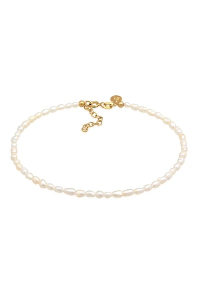 Elli PREMIUM - Enkelbanden - Dames Enkelbandje Klassiek met zoetwater gekweekte parels in 925 Sterling Zilver Verguld - Dames