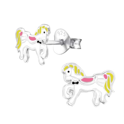 Amanto Kids Oorbellen Frida B - 925 Zilver E-Coating - Paardje - 9x7mm
