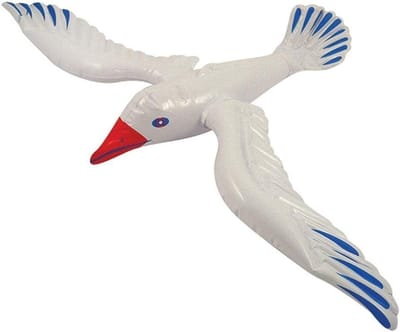 Opblaasbare Meeuw - Stranddecoratie Vogel - Feestelijke Decoratie - Grote Formaat 76cm - 21x16x1cm - Wit Blauw Rood