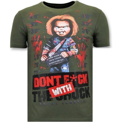 Stoere T-shirt Mannen - Bloody Chucky Angry Print - Groen