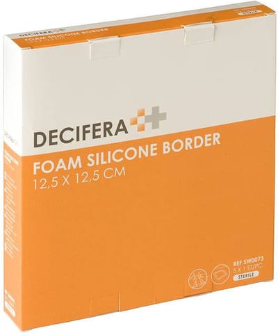 Decifera foam silicone border 12,5 x 12,5 cm - 1 doos 5 stuks - steriel