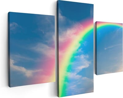 Artaza Canvas Schilderij Drieluik Regenboog - 90x60 - Foto Op Canvas - Canvas Print