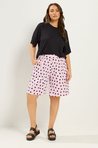 Yours Roze Shorts Met Stippen Size 44