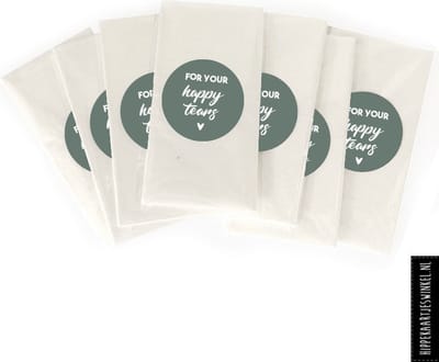 Hippekaartjeswinkel Happy Tears zakdoekjes bruiloft - Papieren zakjes voor trouwen