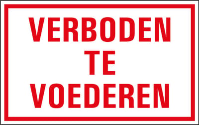 Verboden te voederen tekstbord - kunststof 400 x 250 mm