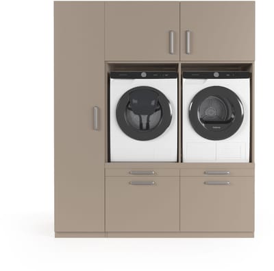 Wasophoogte® Wasmachine Kast Lyon - Wasmachine verhoger - Wasmachine ombouw - 700(D)*1780(B)*2110(H) mm - Taupe