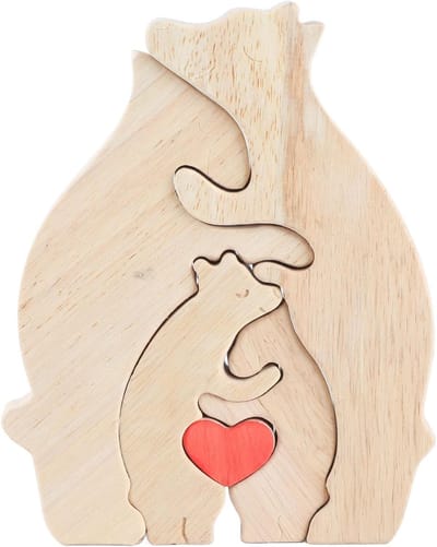 Houten Beren Puzzel - Familie Puzzel Set - Decoratie Cadeau - Uniek Ontwerp - 11.3 x 15 cm