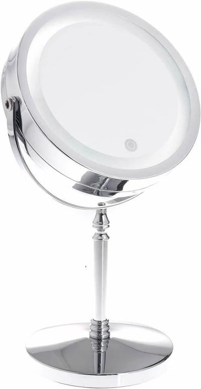 Make-up spiegel - Verlichte spiegel - Make-up aanbrengen - Traploos dimbaar - 7 inch rond - Zilverkleurig