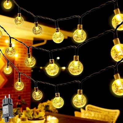 SnelShoppen - Lichtsnoer voor buiten 20m met 200 LED's, waterdicht, 8 modi, timer, kristallen bollen, voor tuin, balkon, bruiloft, feest, binnen en bu