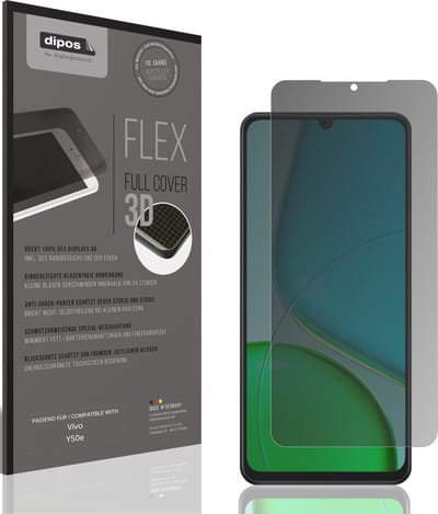 dipos FLEX – Matte Privacy Screenprotector geschikt voor Vivo Y50e | Volledige Schermbescherming | Case-Friendly