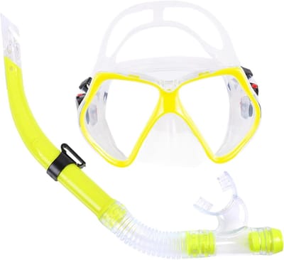 Snorkel Set - Duikmasker Zwembril - Onderwater Zicht - Anti-condens Glas - Standaard Maat - Geel