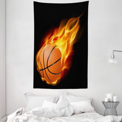 New Bed Sport Basketbal Schot Kunst Decoratieve Wandtapijt, Stoffen Wanddecoratie voor Slaapkamer Woonkamer Studentenkamer, 140cm x 230cm