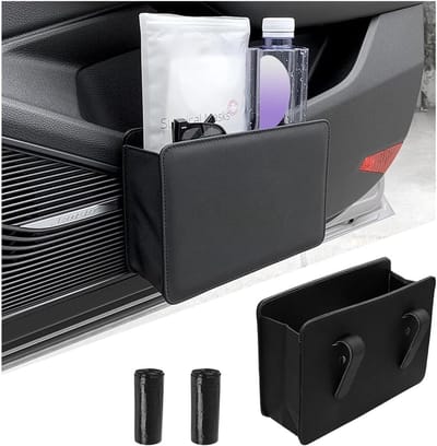 Famanu – Universele opvouwbare auto-vuilnisbak prullenbak - auto-prullenbak - lekvrije auto-opbergtas - auto-organizer interieur opbergtas (Zwart)