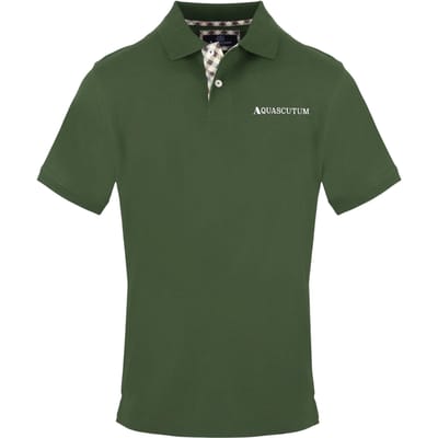 Aquascutum Heren Geborduurd Logo Poloshirt (Militair Groen)
