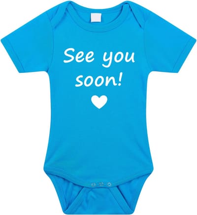 Baby rompertje met leuke tekst | See you soon! |zwangerschap aankondiging | cadeau papa mama opa oma oom tante | kraamcadeau | maat 80 blauw