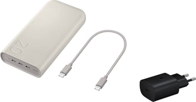 Samsung - Powerbank - Fast Charge 45W - 3x USB-C - 20000mAh - Beige + Adapter