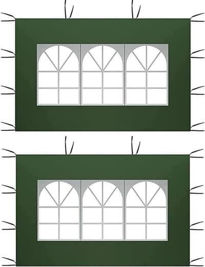 Waterdicht Groene PVC-Venster Zijpanelen 2 Stuks 2 x 3 m - Tuin Partytent UV-Bescherming 210D - Zijdelingse Vervanging voor Paviljoen - Outdoor