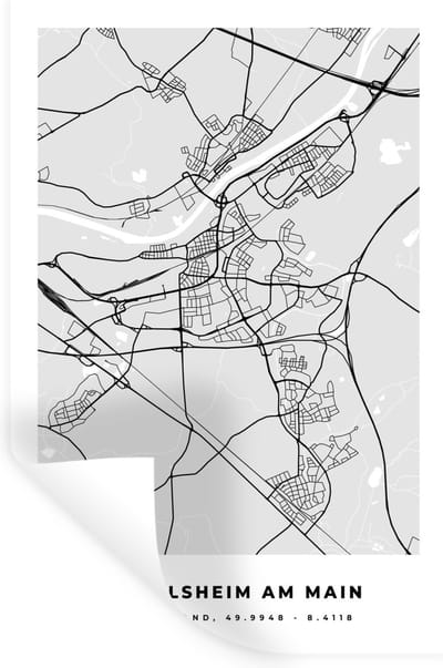 Muurstickers - Sticker Folie - Duitsland - Rüsselsheim Am Main - Kaart - Stadskaart - Plattegrond - 20x30 cm - Plakfolie - Muurstickers Kinderkamer - Zelfklevend Behang - Zelfklevend behangpapier - Stickerfolie