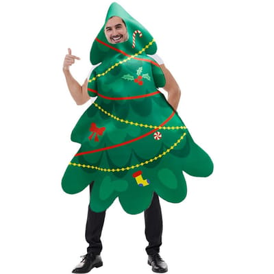Kerstboom Mardi Gras Feestkostuum, Volwassenen Adult One Size groen