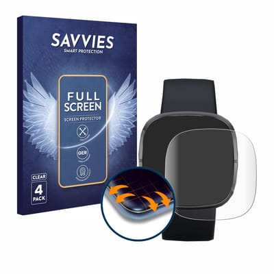 Savvies - Screenprotector voor Fitbit Sense - Folie Beschermfolie transparant volledig dekking 4 Stuks