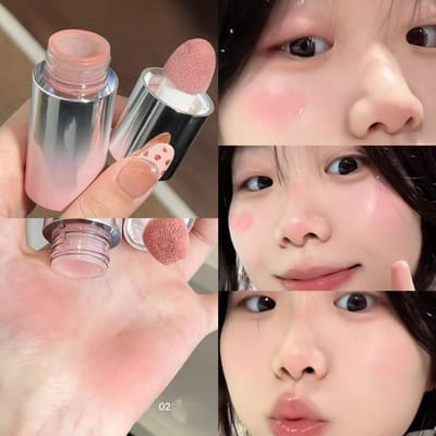 Vloeibare Blush Stick met Sponstip Geschikt voor Lippen en Wangen Waterdicht Langhoudend Verhelderend Gezichtsmake-up Cosmetica