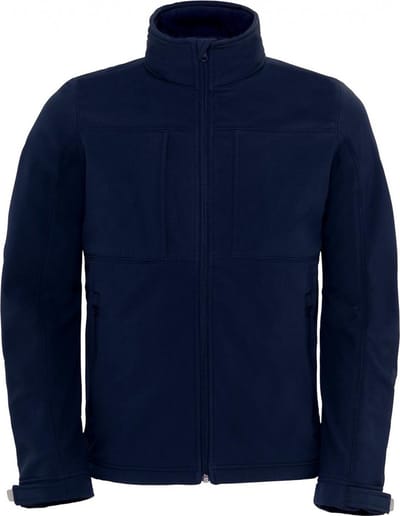 Outdoorjas Hooded Softshell/men met afneembare capuchon B&C Collectie maat S Donkerblauw