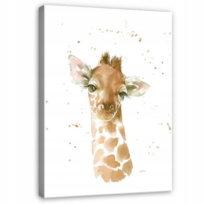 WALLARENA - Canvas schilderij - 100x70 cm - Schilderij van een giraffe voor de kinderkamer