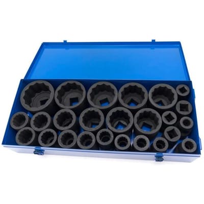 HBM Krachtdoppenset, twaalfkant, 1 inch, 17 - 75 mm, 25-delig