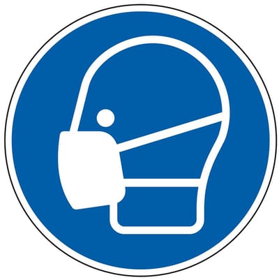 Sticker mondkapje verplicht - ISO 7010 - M016 200 mm