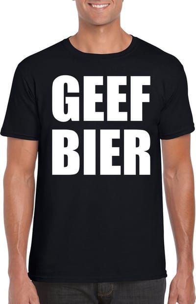 Geef Bier heren shirt zwart - Heren feest t-shirts S