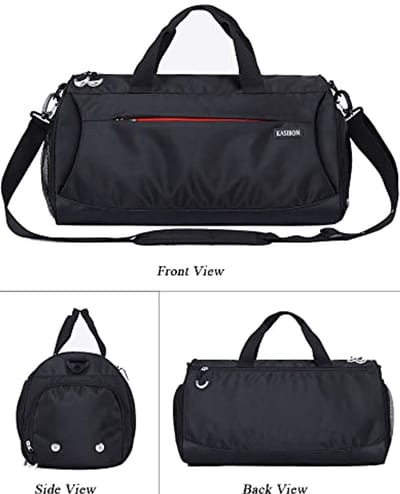 Sporttas met Schoencompartiment en Neopreen Tasje voor Heren en Dames - Zwart, Groot