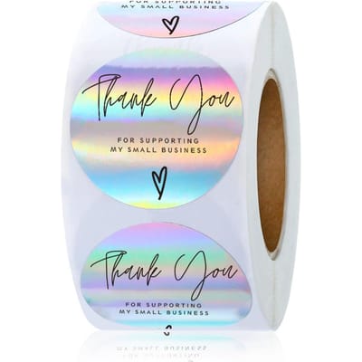 500 stuks Regenboog Laser Bedankstickers voor Kleine Bedrijven Stickers Zelfklevende Etiketten voor Boetieks Verpakkingsmateriaal gray