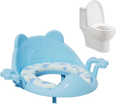 Antislip Toiletbril - Potjestraining Stoel - Zindelijkheidstraining - Gevoerd Ademend Materiaal - 35L x 36B cm - Blauw