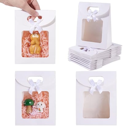 Dailygoody - Geschenkzakjes - Witte geschenkzakjes met venster - Kleine tasjes met handvatten - Perfect voor snoep en koekjes - Voor bruiloften en ker..