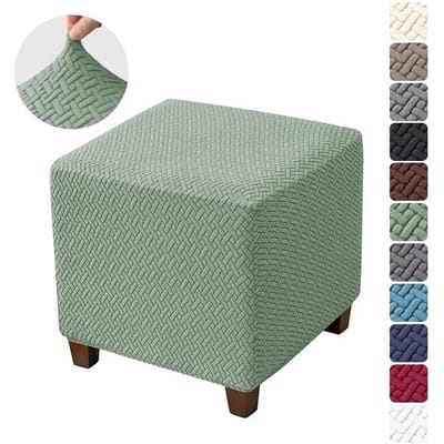1PC Vierkante Elastische Voetenbank Hoezen Stretch Jacquard Ottomaanse Kruk Hoezen All-inclusive Duurzame Voetenbank Hoes Woonkamer Small