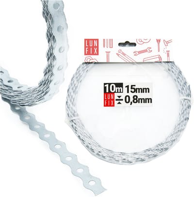 LUN FIX - Montagetape 15x0,8 mm - Lengte 10m - Breedte 15 mm - Materiaalsterkte 0,8 mm - Bevestigingsband metaalband
