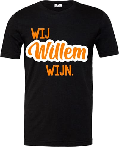 Koningsdag T-shirt-Wij Willem wijn-oranje-Maat S
