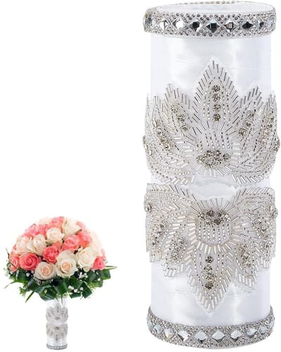 Dailygoods- Boekethouder 180 mm - Satijnen Boekethouder - Bruidsboeket Handvat - Doe-het-zelf Bloemstukken - Decoratie Bruiloft - Kunstbloemen Benodigdheden - Boeketsteun
