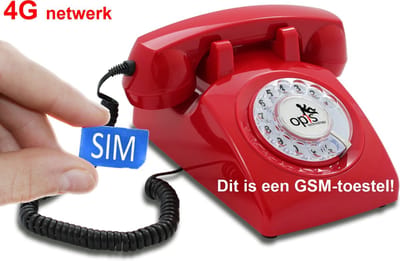 Opis 60's 4G MOBILE Retro Vaste Telefoon met SIM - 4G - Draaischijf - rood