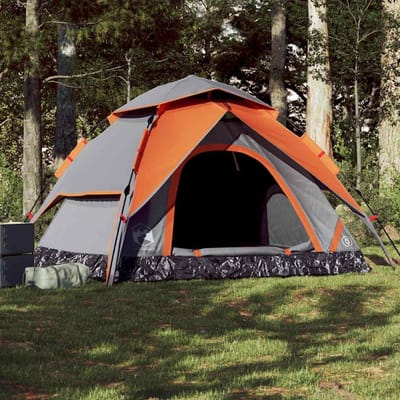 Koepeltent - Familietent Kampeertent - Buiten kamperen - Quick Release Systeem - 5-Personen - Grijs Oranje