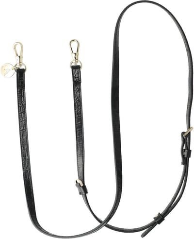 AVY Crossbody Telefoonkoord | Leren Crossbody | Lang Koord | voor Hoesjes met Koordhaakjes | Geschikt voor iPhone, Samsung en meer | 130cm | Luxe lederen stijl | Leather Croco Zwart