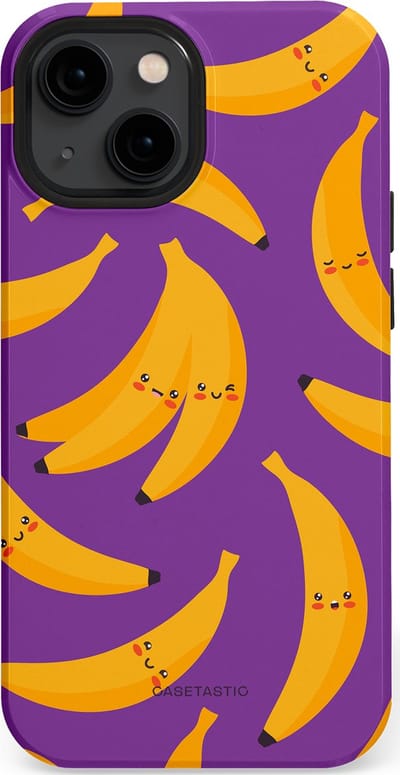 Casetastic Hoesje Geschikt voor Apple iPhone 13 Mini Magsafe - Stijlvolle Beschermende Duo-layer Case - Kawaii Bananen